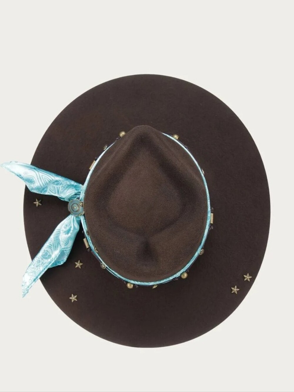 Corral Cowboy Hat Medium Brown Turquoise Bandana Concho Western Spade Crown